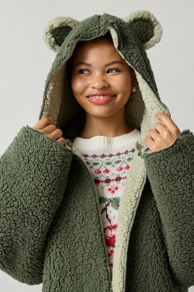 Out From Under Cloud Nine Reversible Fleece Hooded Teddy Jacket #1