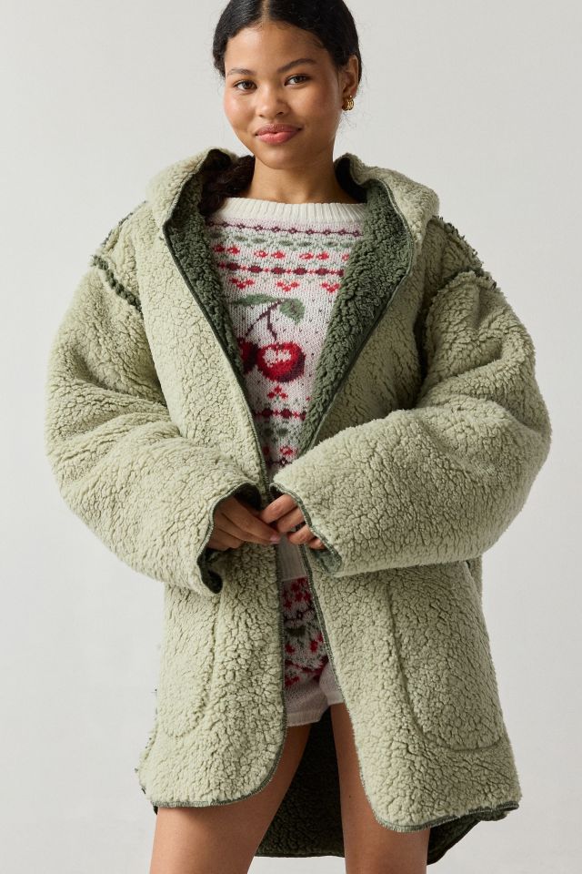 Out From Under Cloud Nine Reversible Fleece Hooded Teddy Jacket #3