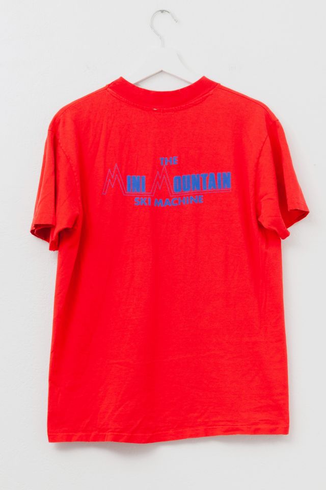 Vintage 1980s Distressed Mini Mountain Machine Red Graphic T-Shirt #1