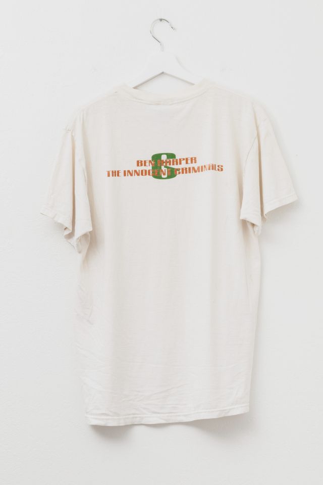 Vintage 1990s Distressed Ben Harper Graphic Off White Band T-Shirt #2