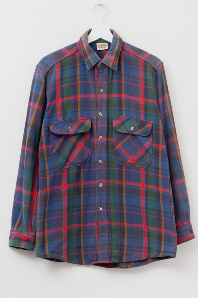 90's Red and Blue Plaid Flannel Shirt by Arrow Sport