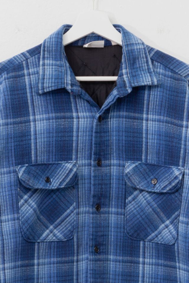 Vintage Y2K Blue Plaid Thermal Lined Button Up Work Shirt #1