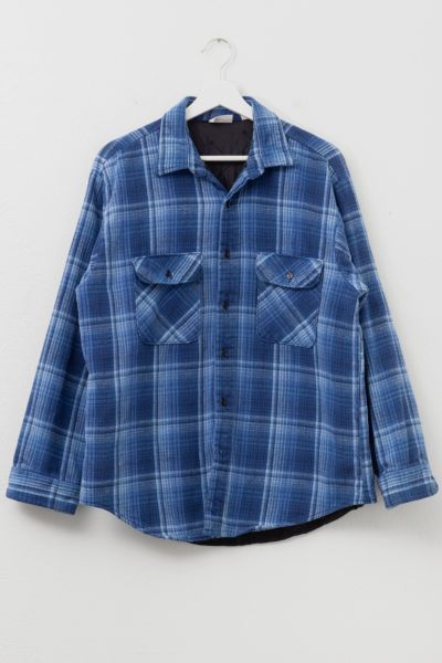 Vintage Y2K Blue Plaid Thermal Lined Button Up Work Shirt