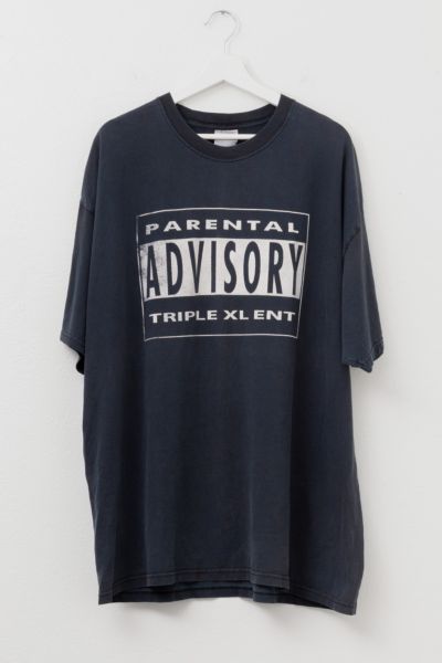 Vintage Y2K Distressed Parental Advisory Logo Graphic Black T-Shirt