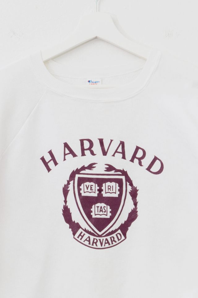 Vintage 1980s Champion Harvard Crest Graphic White Sweatshirt #1