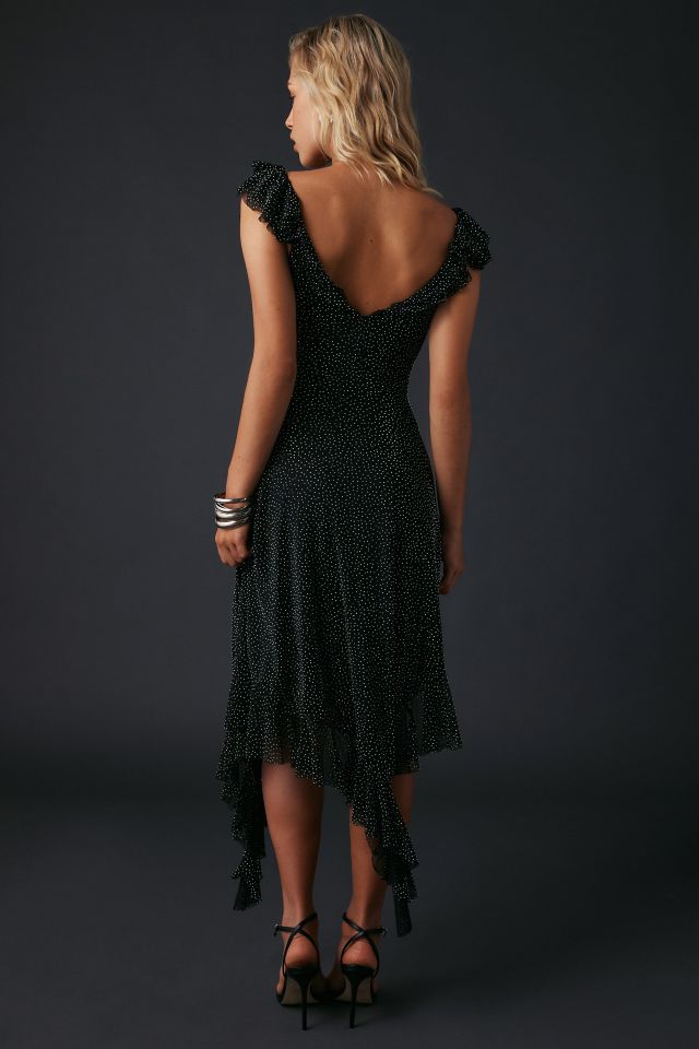 UO Hyacinth Rhinestone Studded Asymmetric Ruffle Midi Dress #2