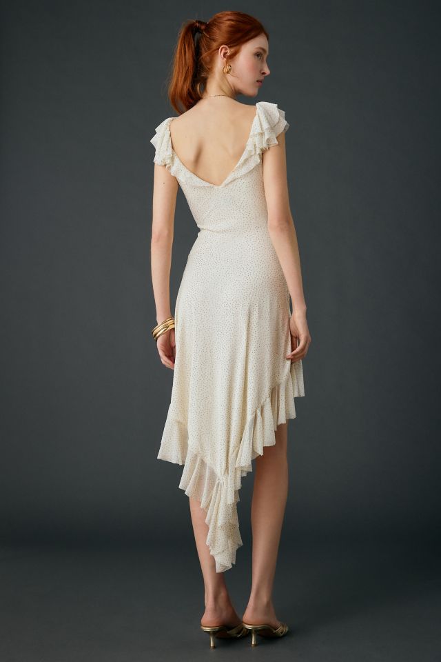 UO Hyacinth Rhinestone Studded Asymmetric Ruffle Midi Dress #2