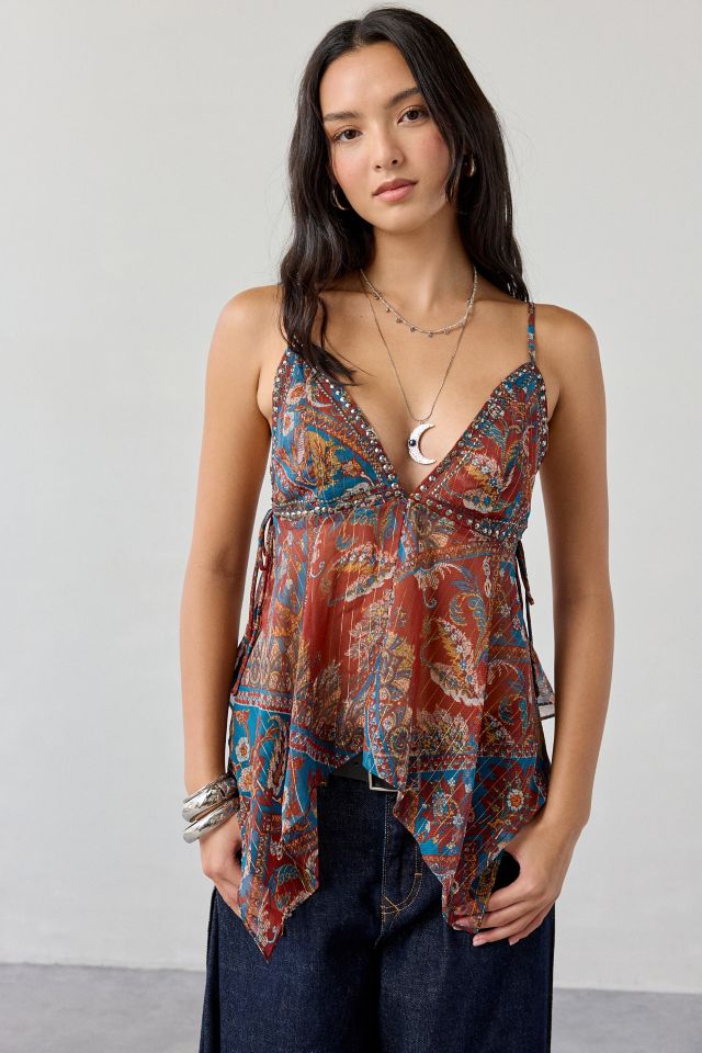 Camisole babydoll à ourlet foulard en mousseline chatoyante UO Spellbound #2