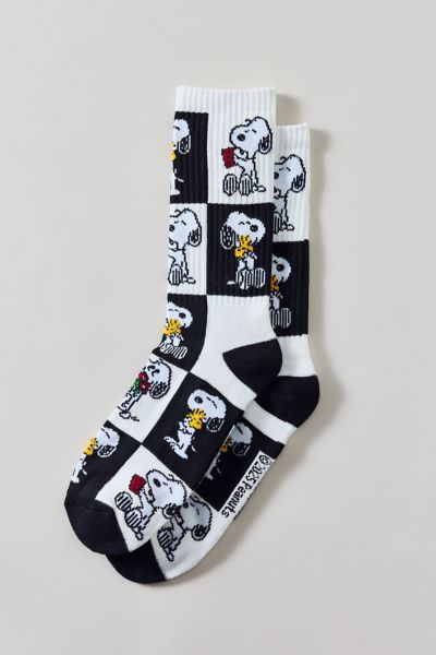 Peanuts Snoopy Checkered Pattern Classic Crew Sock