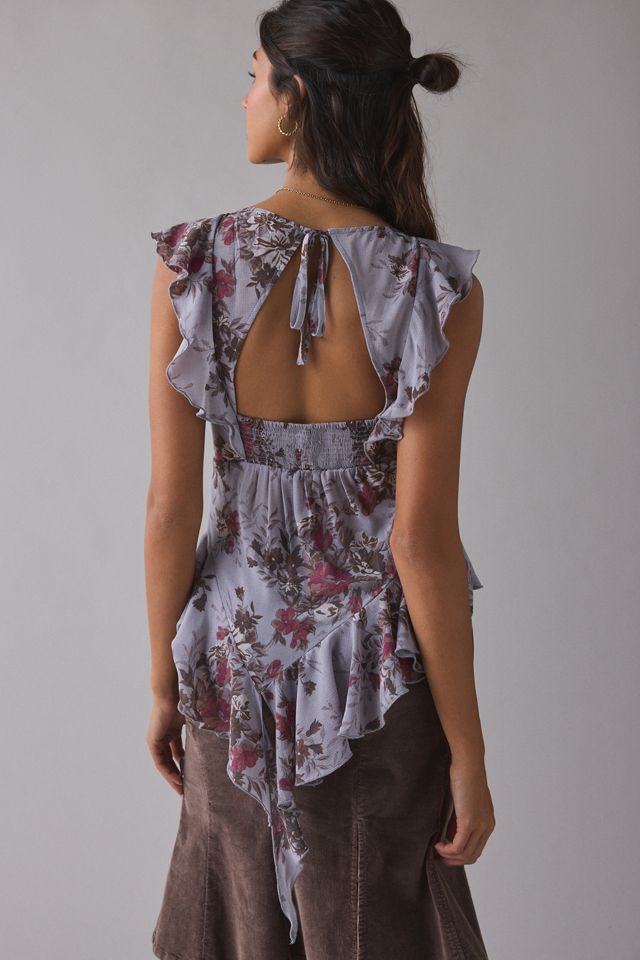 Kimchi Blue Sweet Talk Plunging Asymmetric Ruffle Blouse #3