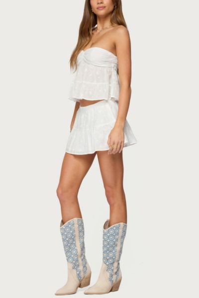 Edikted Dora Strapless Eyelet Babydoll Top