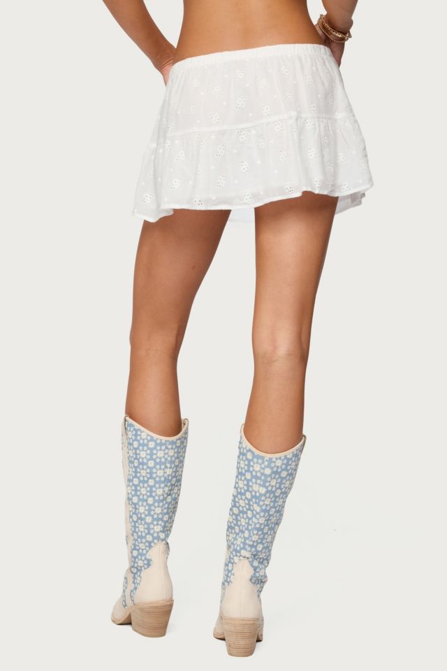Edikted Dora Eyelet Flared Mini Skirt #3