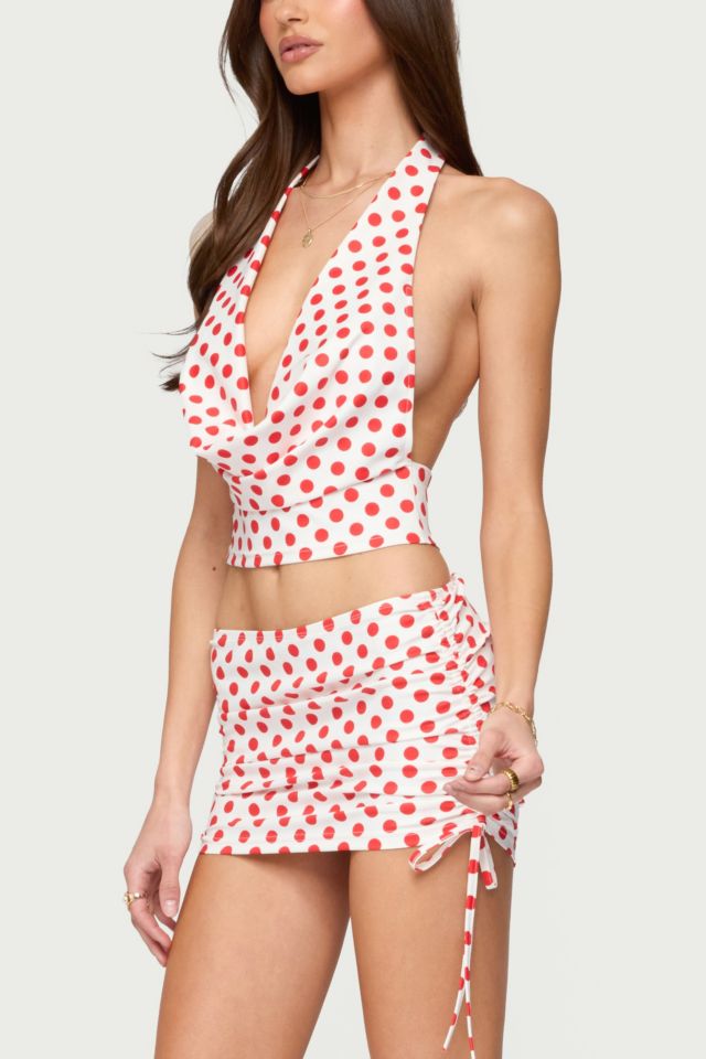 Edikted Zoe Polka Dot Drawstring Mini Skirt #1