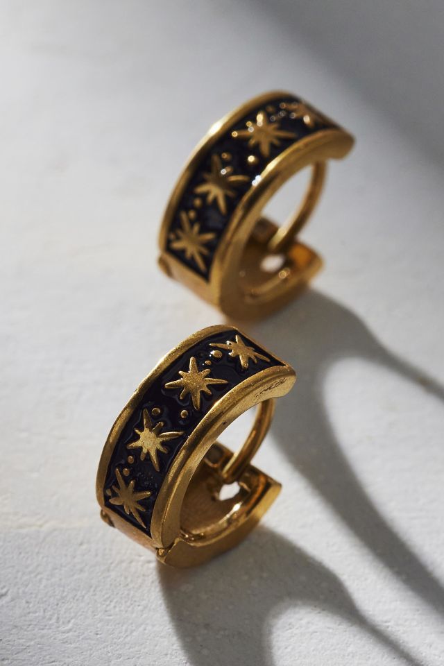 Etched Waterproof Huggie Hoop Earring #1
