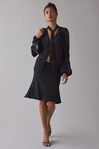 Blouse transparente à nœud UO Up All Night