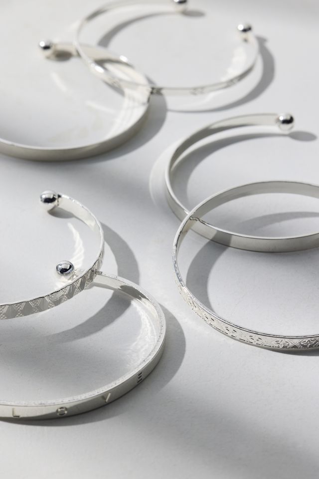 Ensemble de Bracelets Ouverts en Métal Gravé #1