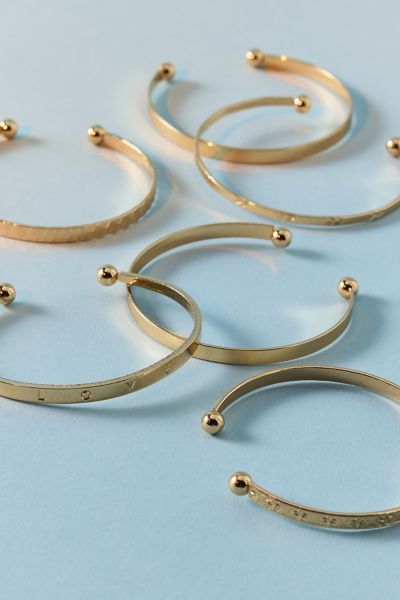 Etched Metal Open Cuff Bracelet Set