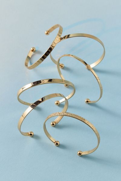 Etched Metal Open Cuff Bracelet Set