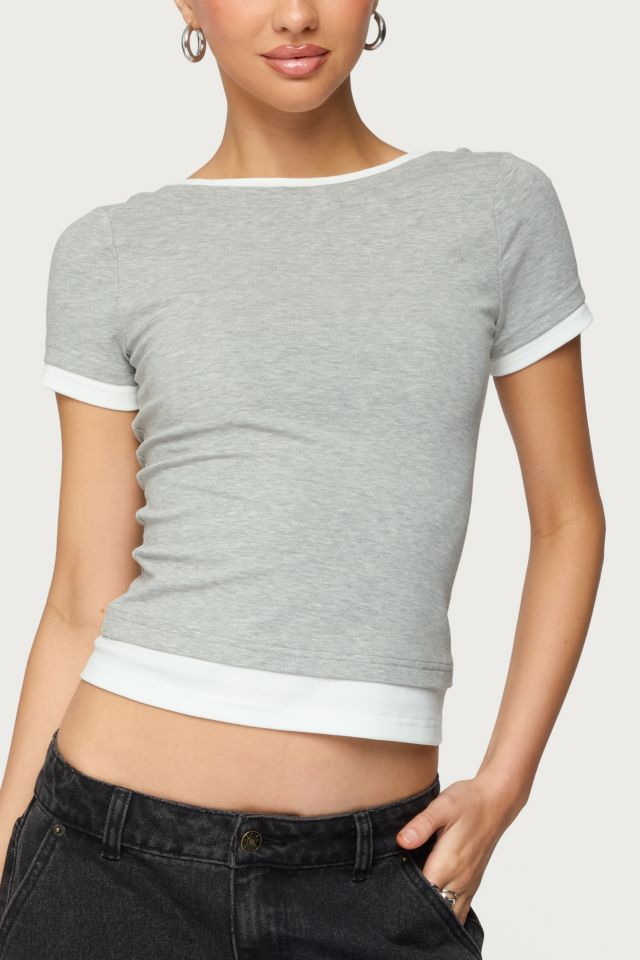 Edikted Julietta Contrast Layered T Shirt #1