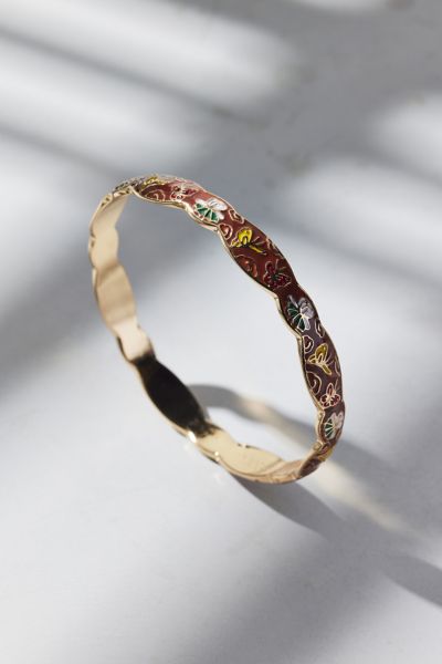 Urban Outfitters Scallop Patterned Metal Bangle Bracelet In Brown, Women's At  In Brown