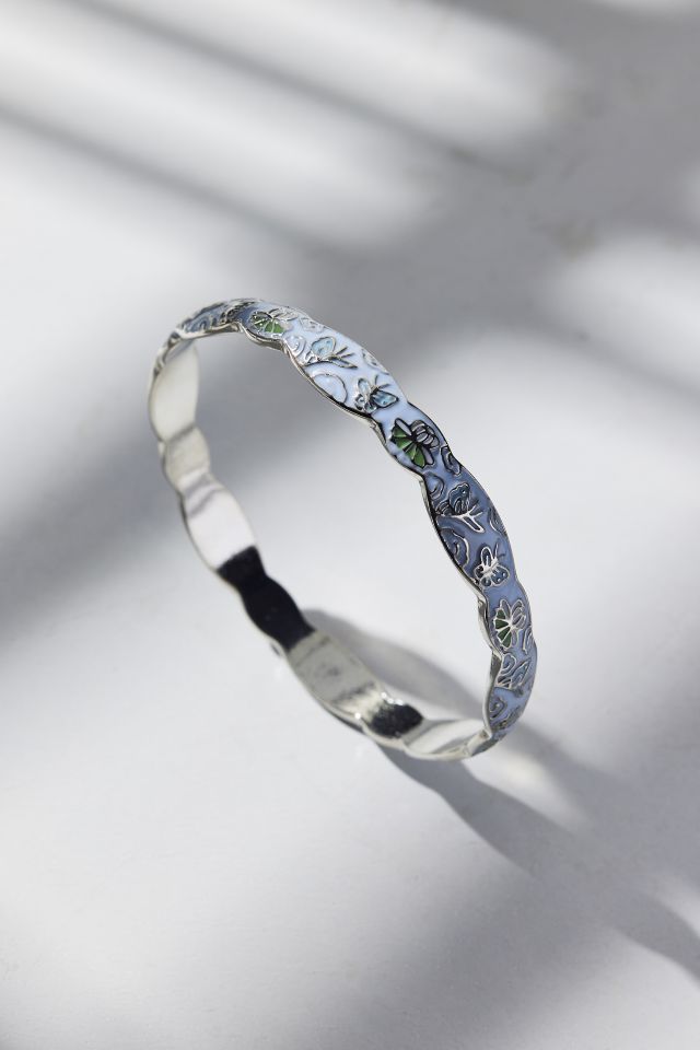 Bracelet jonc en métal à motif festonné #1