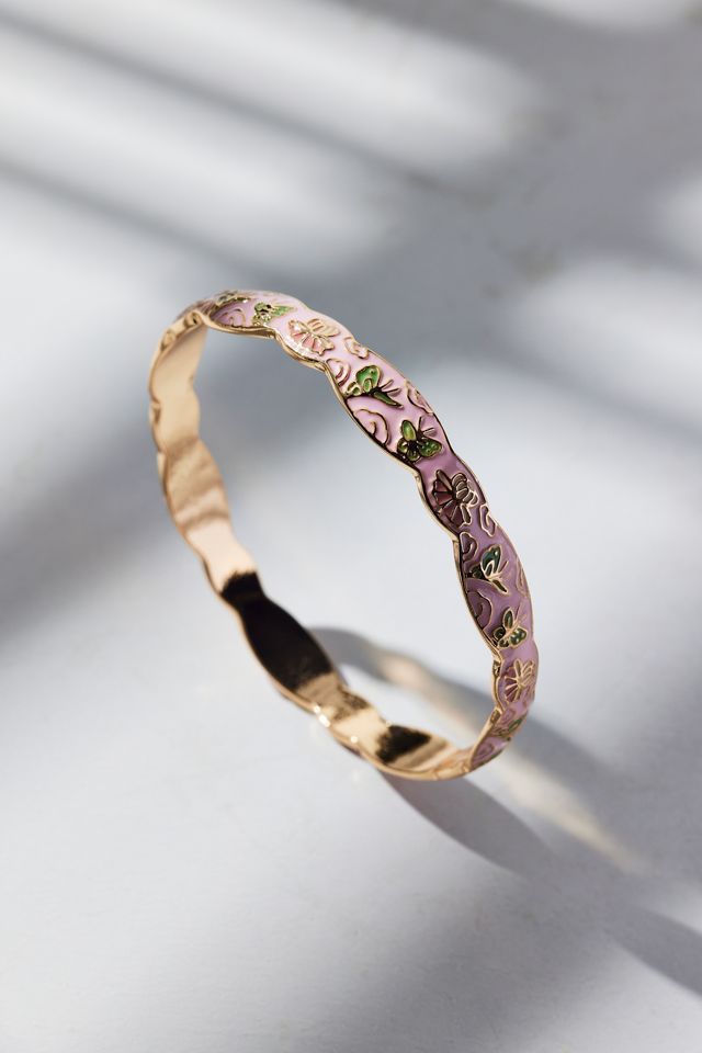 Scallop Patterned Metal Bangle Bracelet #1