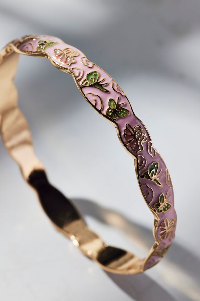 Scallop Patterned Metal Bangle Bracelet #2
