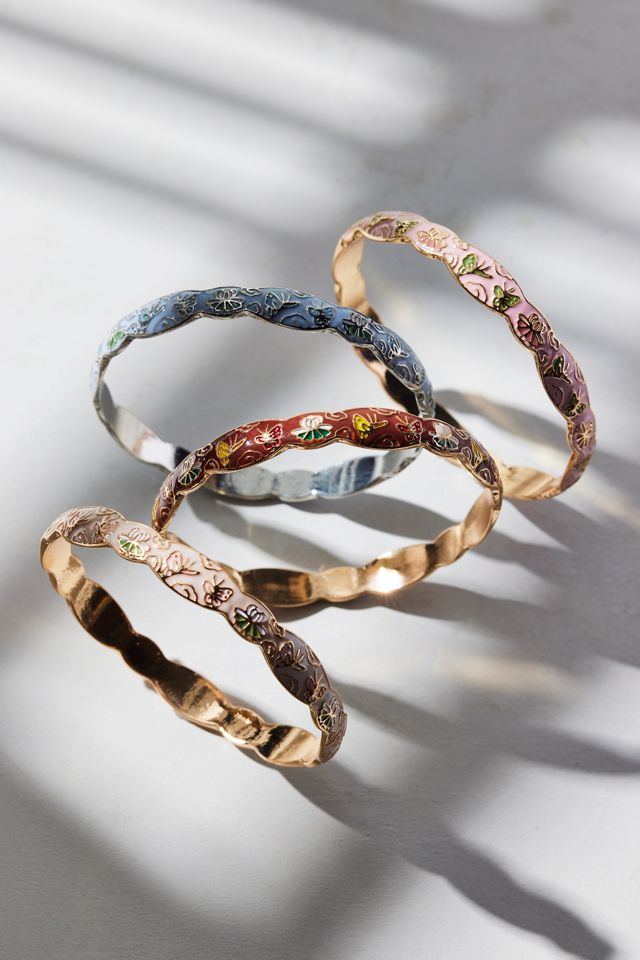 Scallop Patterned Metal Bangle Bracelet #3