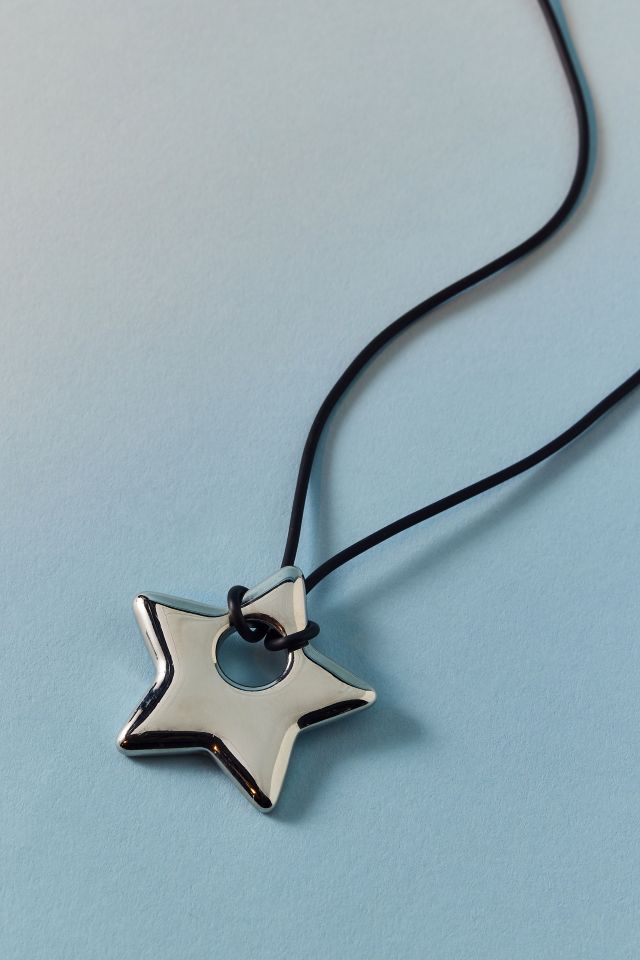 Jade Star Pendant Corded Necklace #2