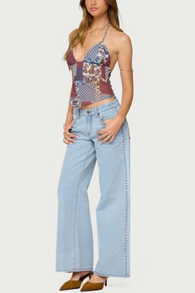 Edikted Mixed Patchwork Backless Halter Tank In Multi