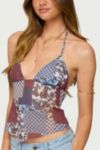 Edikted Mixed Patchwork Backless Halter Top