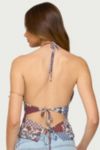 Edikted Mixed Patchwork Backless Halter Top