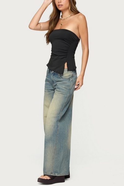 EDIKTED BELINDA ASYMMETRIC TUBE TOP IN BLACK, WOMEN'S AT URBAN OUTFITTERS