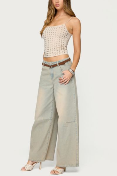 Edikted Vallie Grommet Crop Camisole In Gray