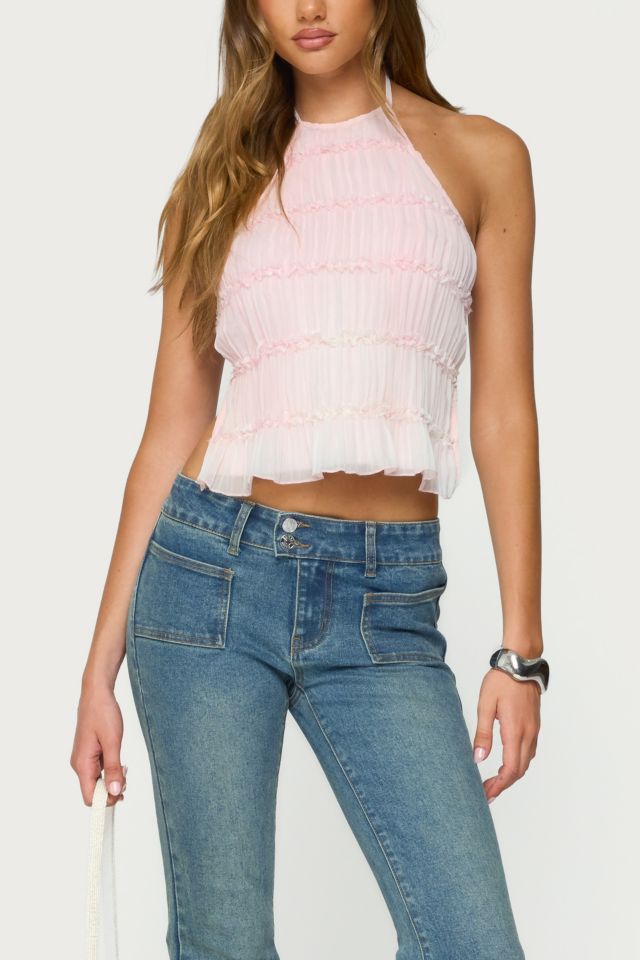 Edikted Amit Tiered Chiffon Halter Top #2