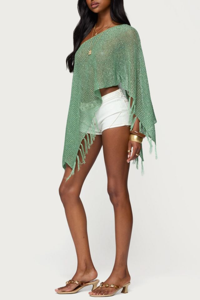 Edikted Sequin Fringe Knit Poncho #2