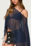 Edikted Sequin Fringe Knit Poncho