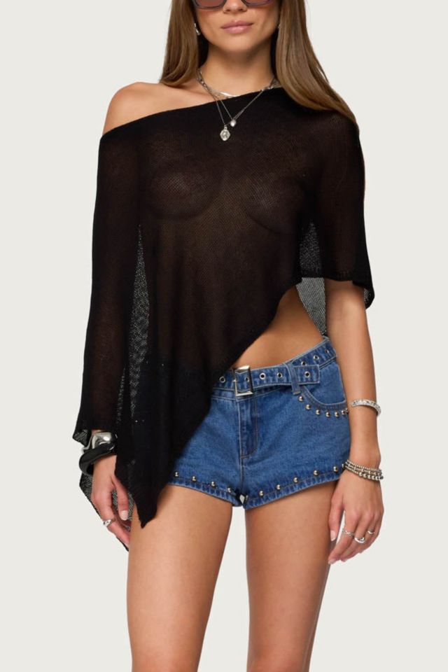 Edikted Azalia Asymmetric Knit Poncho