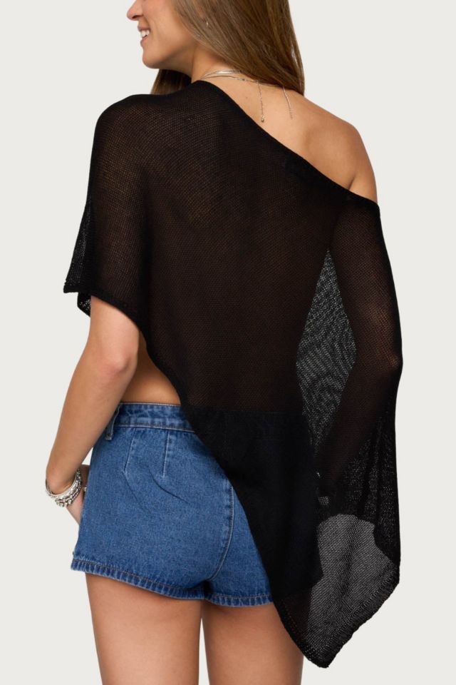 Edikted Azalia Asymmetric Knit Poncho