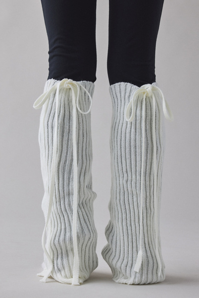 Tie Ribbed Knit Leg Warmers
