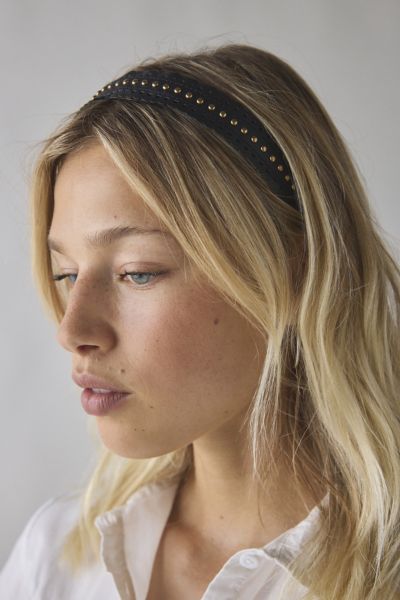 Urban Outfitters Studded Faux Leather Headband In Black, Women's At  In Black