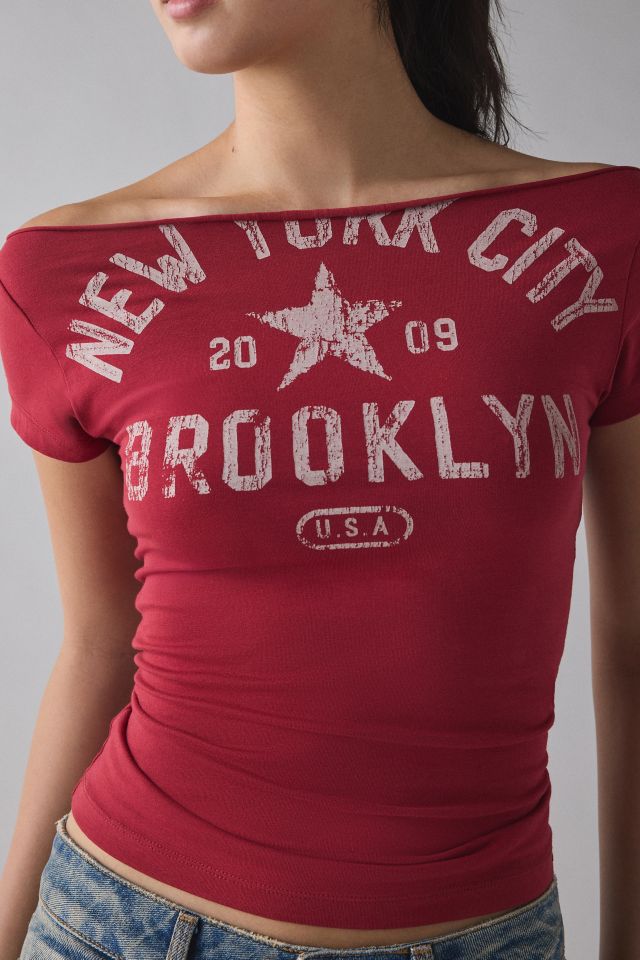 NYC Graphic Off-The-Shoulder Slim Tee #1