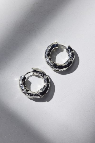 Urban Outfitters Siena Textured Hoop Earring In Silver, Women's At  In Metallic