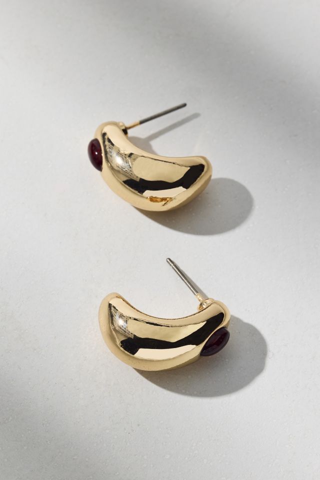 Stone Inset Dome Post Earring #2
