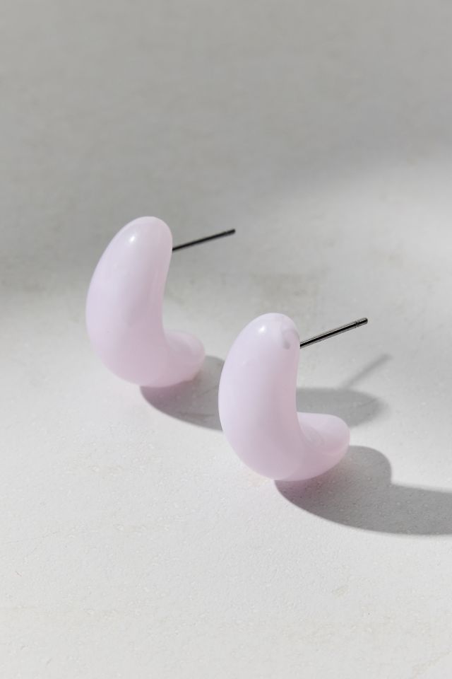 Chunky Stone Dome Hoop Earring #1