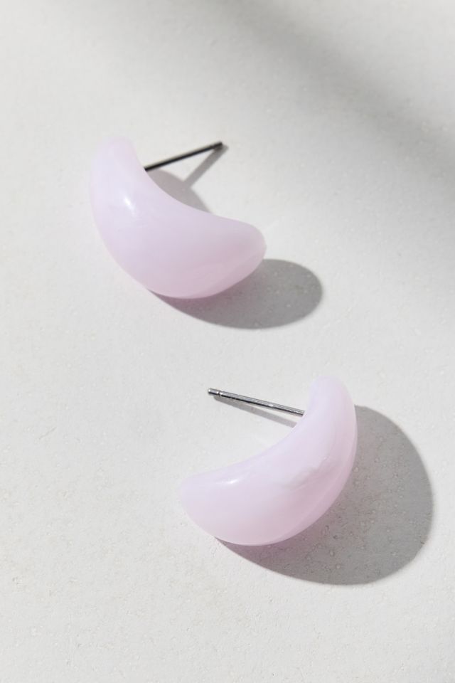 Chunky Stone Dome Hoop Earring #2