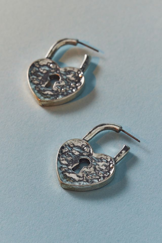 Athena Heart Lock Hoop Earring #2