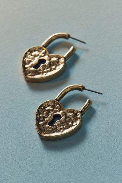 Athena Heart Lock Hoop Earring