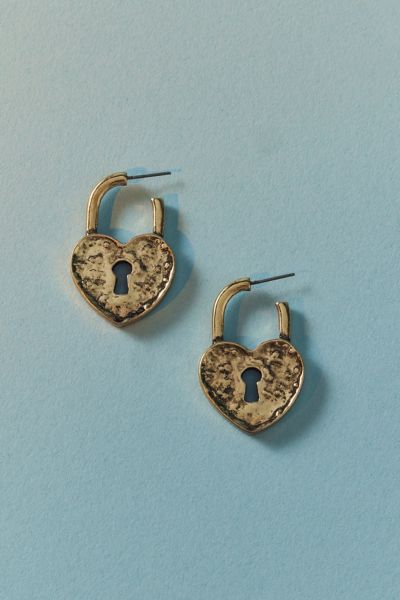 Athena Heart Lock Hoop Earring