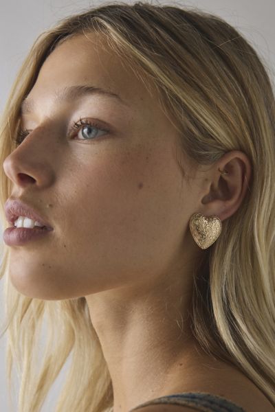 Etched Metal Heart Earring